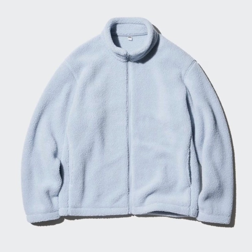 UNIQLO Pile Lined Fleece Full Zip Jacket Light Blue Men's M Sherpa Teddy 139864